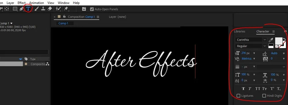 Эффект текста в After Effects